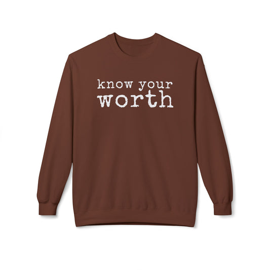 Know Your Worth Crewneck Sweatshirt — Empowerment Graphic Sweatshirt